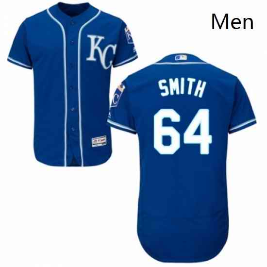 Mens Majestic Kansas City Royals 64 Burch Smith Royal Blue Alternate Flex Base Collection 2018 World Series Jersey